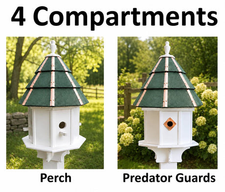 Painted Cedar Roof Birdhouse 2-8 Compartments Amish Handmade Birdhouse Handmade Maintenance Free Gifts for Bird Lovers Large Bird Houses