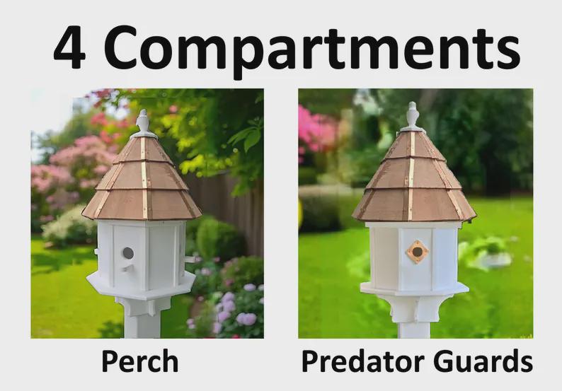 Painted Cedar Roof Birdhouse 2-8 Compartments Amish Handmade Birdhouse Handmade Maintenance Free Gifts for Bird Lovers Large Bird Houses