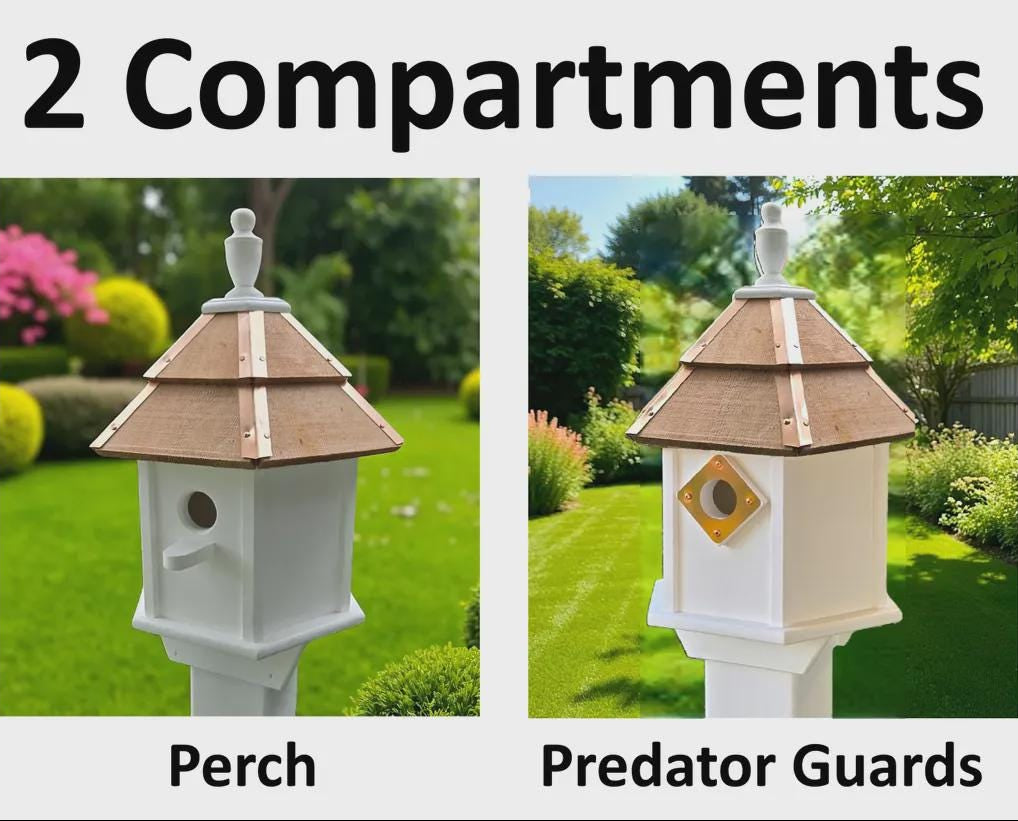 Painted Cedar Roof Birdhouse 2-8 Compartments Amish Handmade Birdhouse Handmade Maintenance Free Gifts for Bird Lovers Large Bird Houses