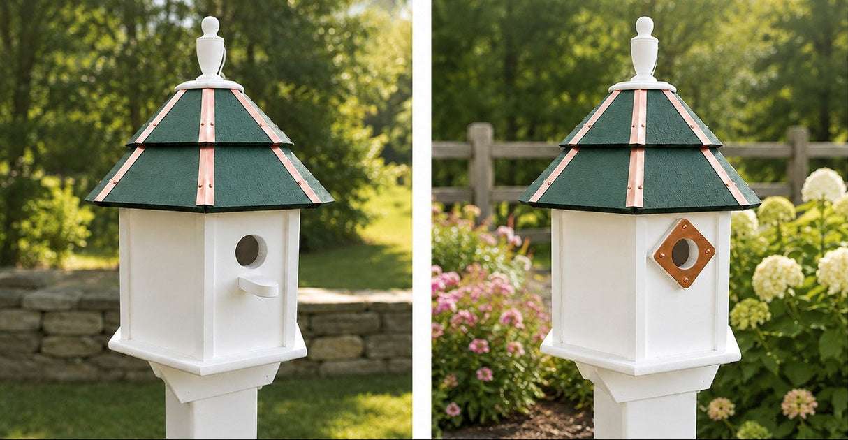 Painted Cedar Roof Birdhouse 2-8 Compartments Amish Handmade Birdhouse Handmade Maintenance Free Gifts for Bird Lovers Large Bird Houses