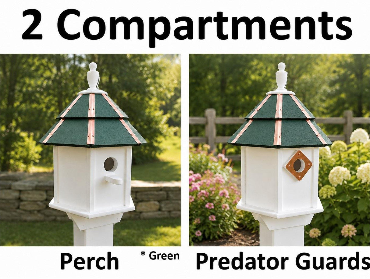 Painted Cedar Roof Birdhouse 2-8 Compartments Amish Handmade Birdhouse Handmade Maintenance Free Gifts for Bird Lovers Large Bird Houses