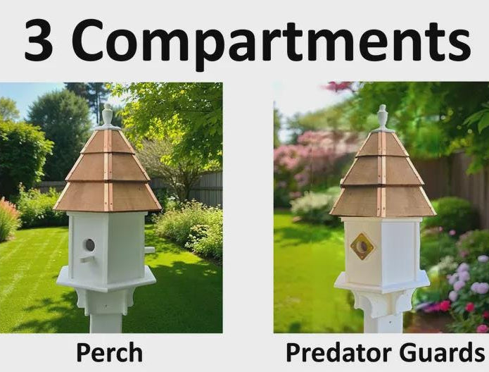 Painted Cedar Roof Birdhouse 2-8 Compartments Amish Handmade Birdhouse Handmade Maintenance Free Gifts for Bird Lovers Large Bird Houses
