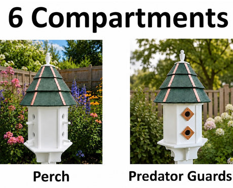 Painted Cedar Roof Birdhouse 2-8 Compartments Amish Handmade Birdhouse Handmade Maintenance Free Gifts for Bird Lovers Large Bird Houses