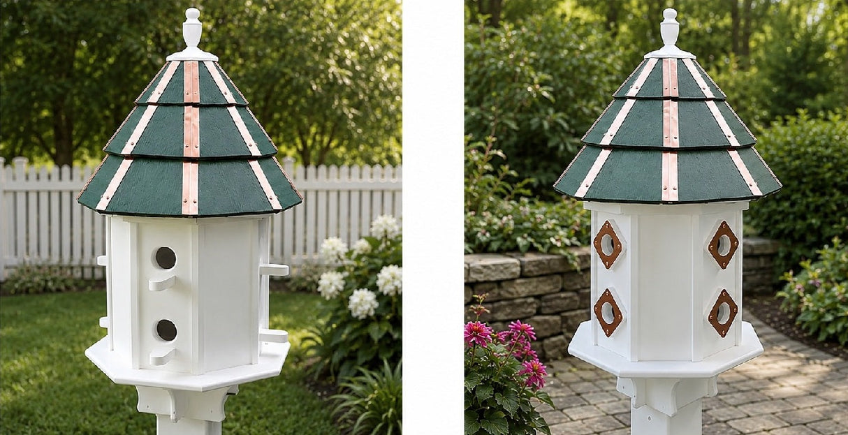 Painted Cedar Roof Birdhouse 2-8 Compartments Amish Handmade Birdhouse Handmade Maintenance Free Gifts for Bird Lovers Large Bird Houses