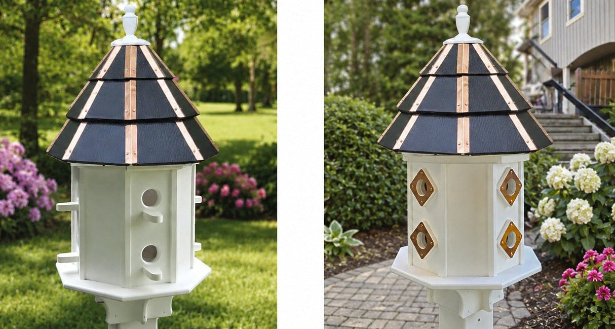Painted Cedar Roof Birdhouse 2-8 Compartments Amish Handmade Birdhouse Handmade Maintenance Free Gifts for Bird Lovers Large Bird Houses