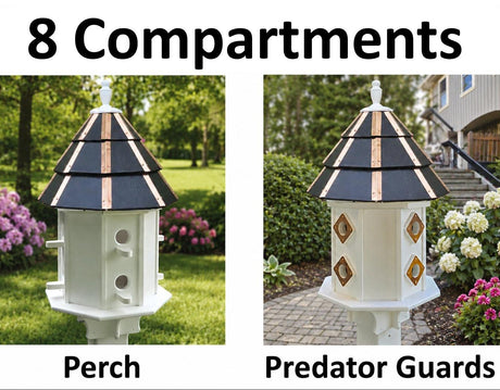 Painted Cedar Roof Birdhouse 2-8 Compartments Amish Handmade Birdhouse Handmade Maintenance Free Gifts for Bird Lovers Large Bird Houses