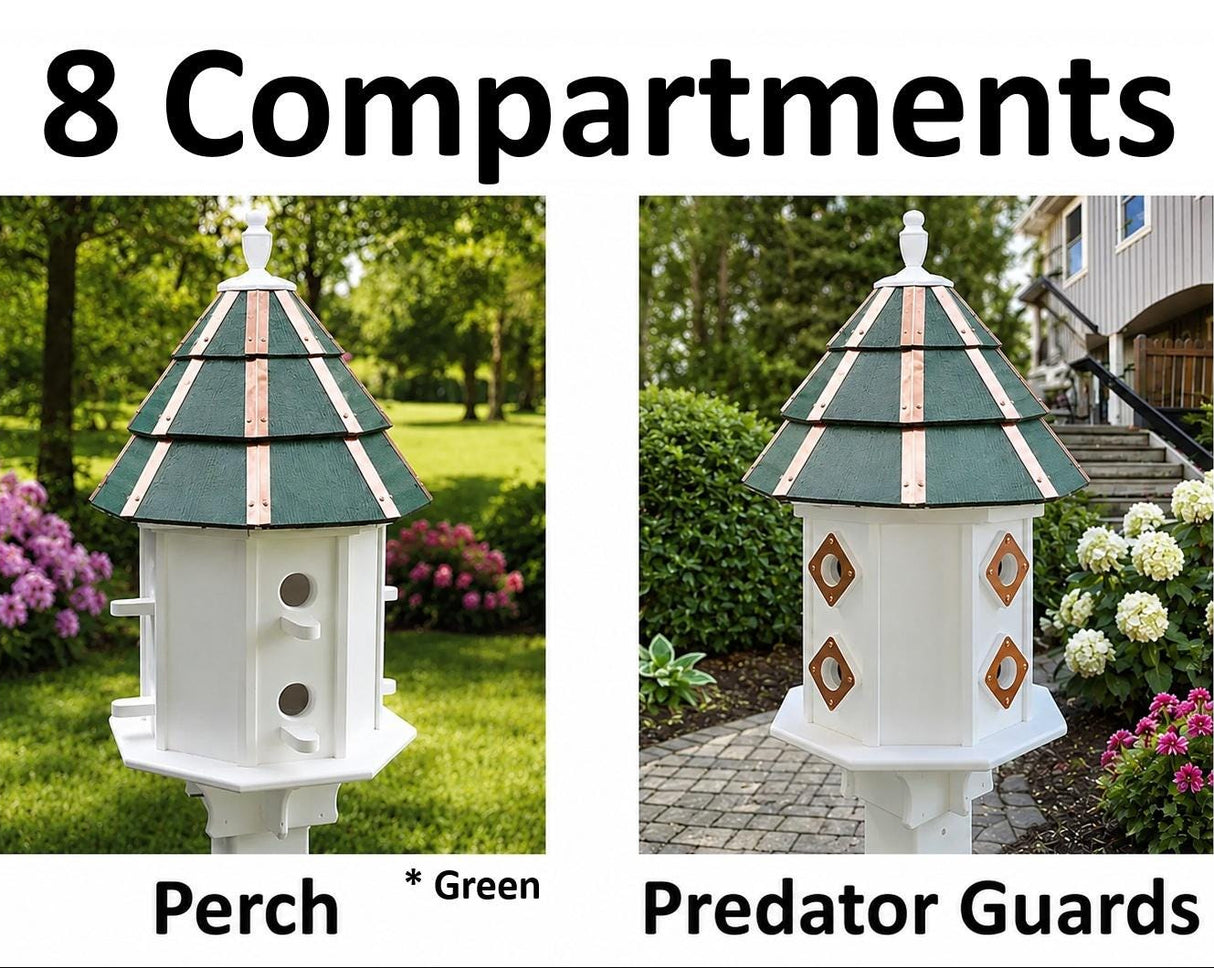 Painted Cedar Roof Birdhouse 2-8 Compartments Amish Handmade Birdhouse Handmade Maintenance Free Gifts for Bird Lovers Large Bird Houses