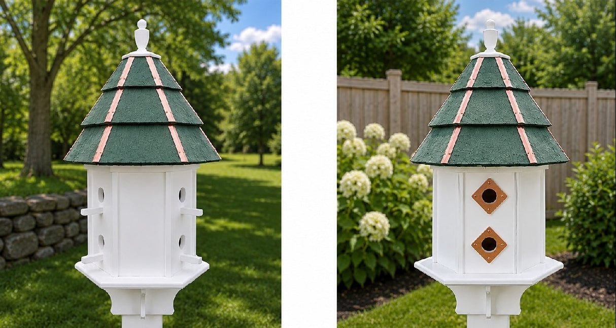Painted Cedar Roof Birdhouse 2-8 Compartments Amish Handmade Birdhouse Handmade Maintenance Free Gifts for Bird Lovers Large Bird Houses