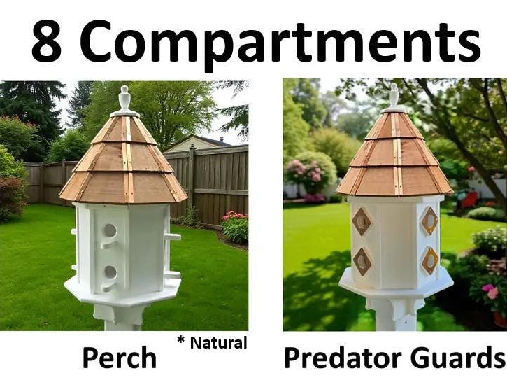 Painted Cedar Roof Birdhouse 2-8 Compartments Amish Handmade Birdhouse Handmade Maintenance Free Gifts for Bird Lovers Large Bird Houses