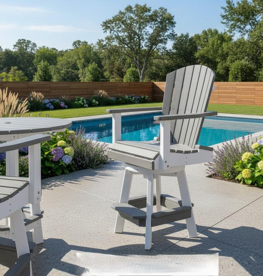 Amish Handmade Patio Set - 4 Swivel Chairs and Pub Table - Adirondack - Backyard - Outdoor Dining Table Set - Patio Chair Set -Furniture Set - Outdoor Furniture
