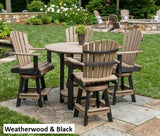 Amish Handmade Patio Set - 4 Swivel Chairs and Pub Table - Adirondack - Backyard - Outdoor Dining Table Set - Patio Chair Set -Furniture Set