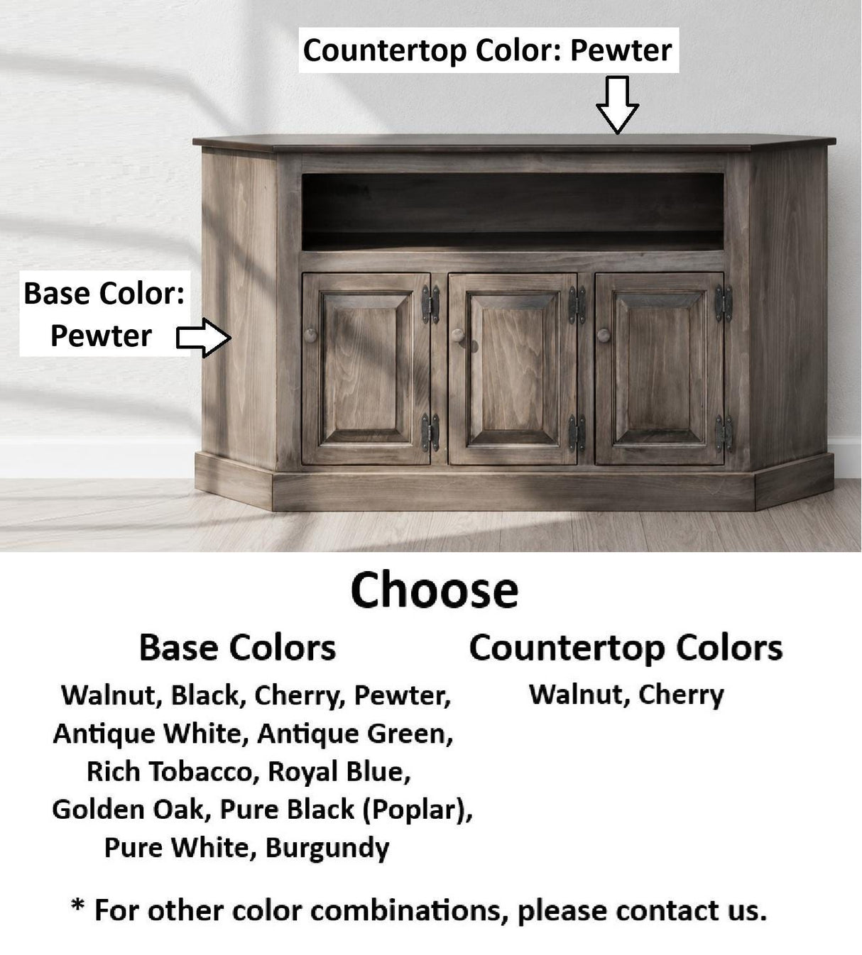 Amish Handmade TV Stand - 3 Door Cabinet - Primitive - Storage - TV Cabinet - Home - Multipurpose Cabinet - Rustic - Open Shelf TV Console