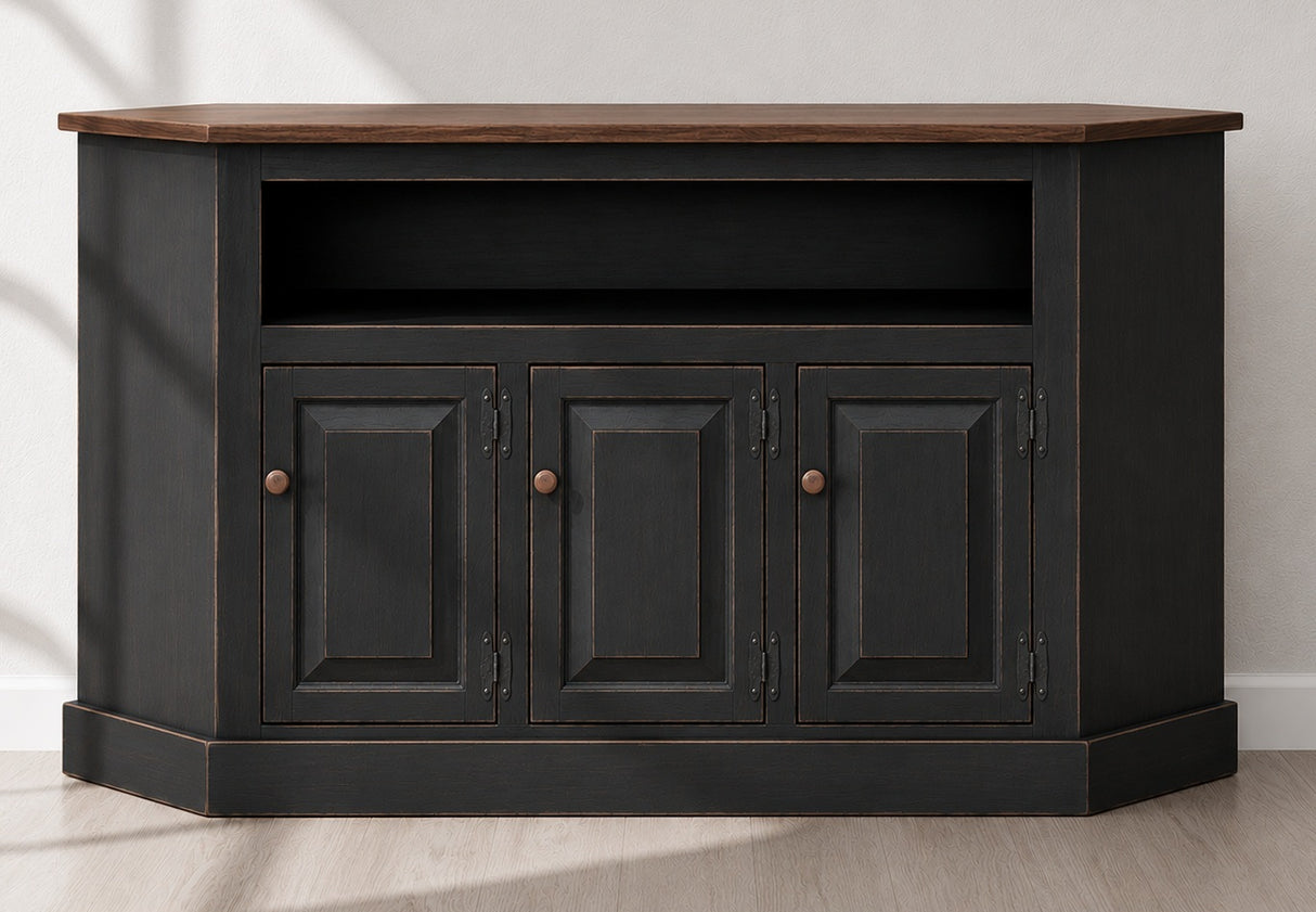Amish Handmade TV Stand - 3 Door Cabinet - Primitive - Storage - TV Cabinet - Home - Multipurpose Cabinet - Rustic - Open Shelf TV Console