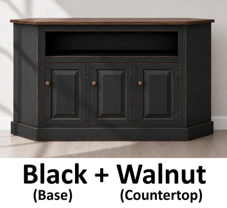 Amish Handmade TV Stand - 3 Door Cabinet - Primitive - Storage - TV Cabinet - Home - Multipurpose Cabinet - Rustic - Open Shelf TV Console