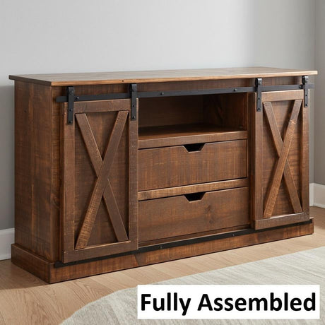 Amish Handmade TV Stand - 2 Door Cabinet - Primitive - Barnhouse TV Cabinet - Multipurpose Cabinet - Rustic Sliding Doors TV Console Drawers