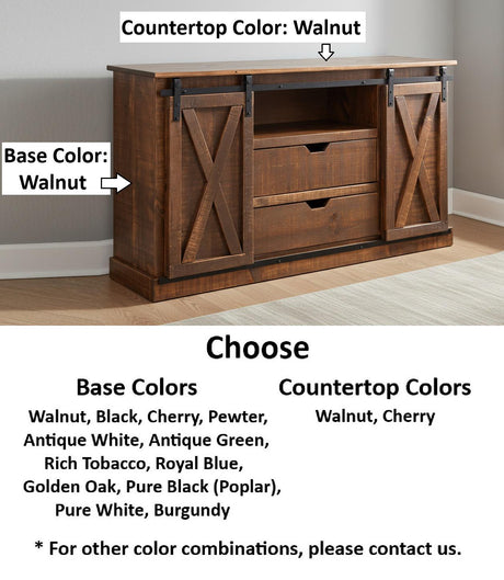 Amish Handmade TV Stand - 2 Door Cabinet - Primitive - Barnhouse TV Cabinet - Multipurpose Cabinet - Rustic Sliding Doors TV Console Drawers