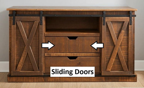 Amish Handmade TV Stand - 2 Door Cabinet - Primitive - Barnhouse TV Cabinet - Multipurpose Cabinet - Rustic Sliding Doors TV Console Drawers