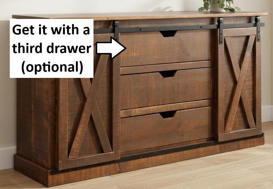 Amish Handmade TV Stand - 2 Door Cabinet - Primitive - Barnhouse TV Cabinet - Multipurpose Cabinet - Rustic Sliding Doors TV Console Drawers