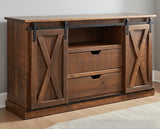 Amish Handmade TV Stand - 2 Door Cabinet - Primitive - Barnhouse TV Cabinet - Multipurpose Cabinet - Rustic Sliding Doors TV Console Drawers