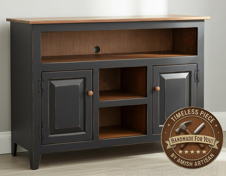 Amish Handmade TV Stand - 2 Door Cabinet - Primitive - Storage - TV Cabinet - Home - Multipurpose Cabinet - Rustic - Open Shelf TV Console