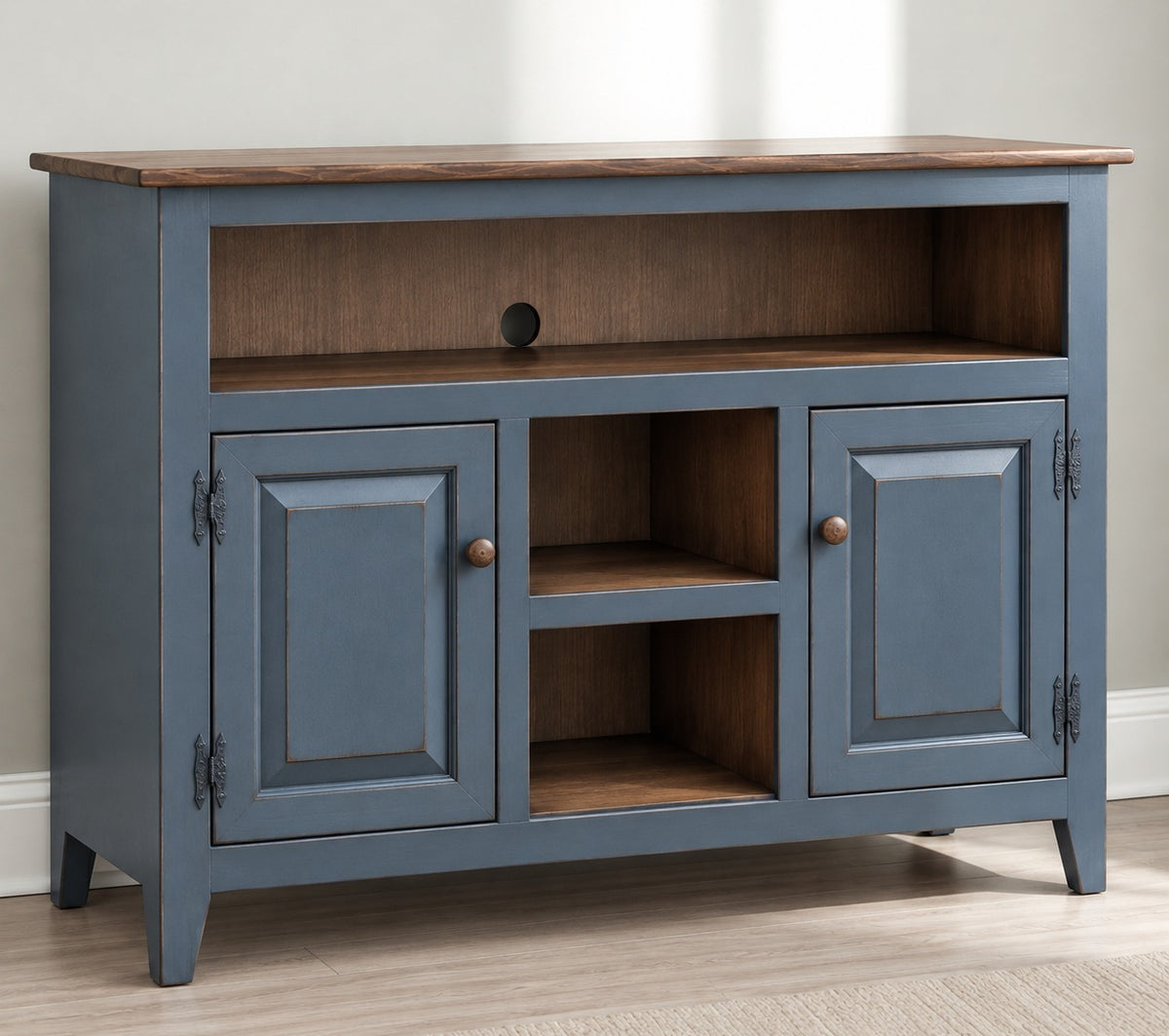 Amish Handmade TV Stand - 2 Door Cabinet - Primitive - Storage - TV Cabinet - Home - Multipurpose Cabinet - Rustic - Open Shelf TV Console