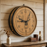 Amish Handmade Whiskey Barrel Clock - Rustic Clocks - Large Wall Clock - Primitive - Unique Clocks - Wood Clock - Display - Vintage Clocks