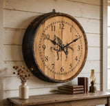 Amish Handmade Whiskey Barrel Clock - Rustic Clocks - Large Wall Clock - Primitive - Unique Clocks - Wood Clock - Display - Vintage Clocks