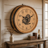Amish Handmade Whiskey Barrel Clock - Rustic Clocks - Large Wall Clock - Primitive - Unique Clocks - Wood Clock - Display - Vintage Clocks