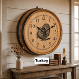 Amish Handmade Whiskey Barrel Clock - Rustic Clocks - Large Wall Clock - Primitive - Unique Clocks - Wood Clock - Display - Vintage Clocks