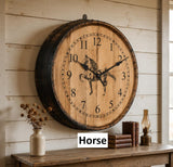 Amish Handmade Whiskey Barrel Clock - Rustic Clocks - Large Wall Clock - Primitive - Unique Clocks - Wood Clock - Display - Vintage Clocks