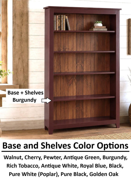 Wide Bookcase 4ft, Primitive Furniture Rustic Organizer Book Shelf Amish Made Furniture For Book Lovers Rustic Unique Antique Home Study