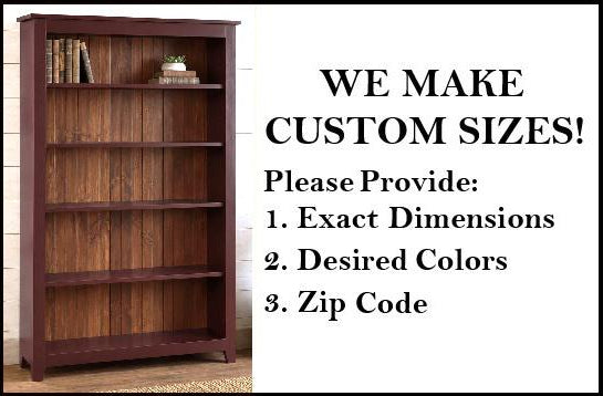 Wide Bookcase 4ft, Primitive Furniture Rustic Organizer Book Shelf Amish Made Furniture For Book Lovers Rustic Unique Antique Home Study