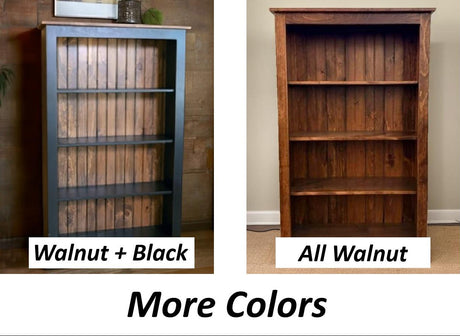 Wide Bookcase 4ft, Primitive Furniture Rustic Organizer Book Shelf Amish Made Furniture For Book Lovers Rustic Unique Antique Home Study