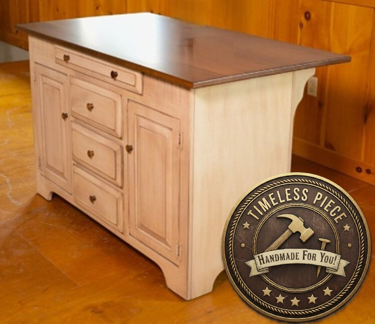 Kitchen Island - Amish Handmade - Multipurpose Cabinet - Primitive - Storage - Kitchen Cabinet - Rustic- Case Goods - Home - Fully Assembled