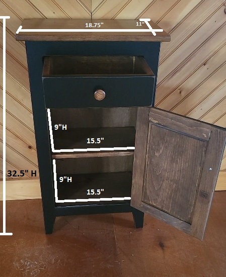 Cabinet with Drawer - Amish Furniture - Nightstand - Furniture - Home Décor - End Table - Rustic - Primitive - Case Goods - Amish Handmade
