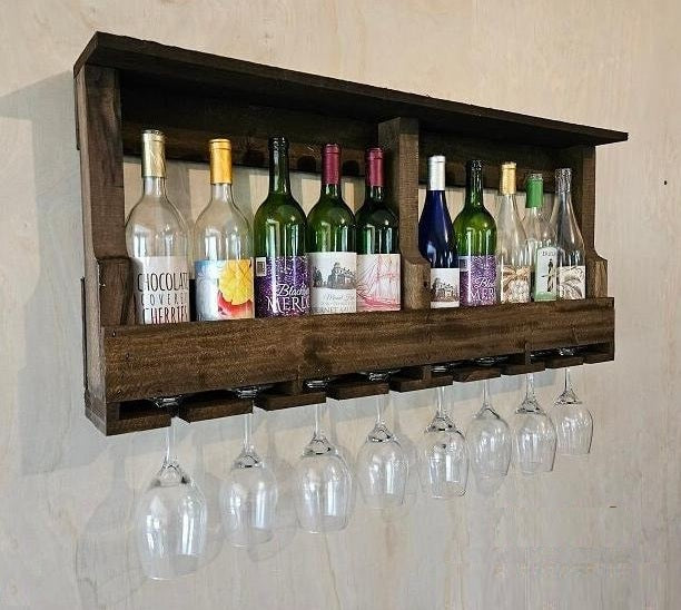 Rustic Wine Rack - Wall Mounted - Amish Handmade Wine Holder - Wine Di ...