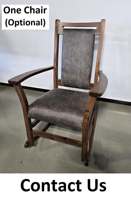 Amish Handmade 2 Rocking Chairs - Furniture - Bozeman Style Walnut Chair- Upholstered - Cushion - Vintage - Backrest - Chair Set - Furniture