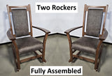 Amish Handmade 2 Rocking Chairs - Furniture - Bozeman Style Walnut Chair- Upholstered - Cushion - Vintage - Backrest - Chair Set - Furniture