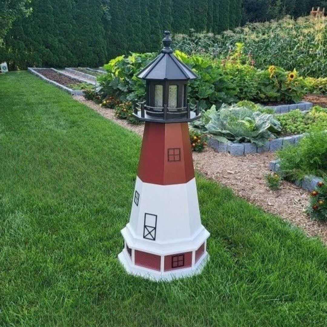 Barnegat Solar Lighthouse. Amish Made - Landmark Replica - Backyard Decor