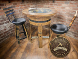 Barrel Bar Table - Amish Handmade - Counter Table - Bar Chairs - Farmhouse Furniture - Swivel Chairs - Bar Table - Whiskey Barrel - Rustic