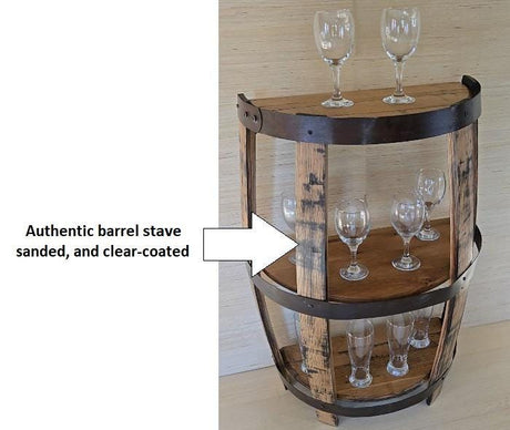 Barrel Wine Cabinet - End Table - Amish Handmade - Liquor Cabinet - Glass Holder - Pantry Whiskey Barrel - Display - Vintage - Glass Rack