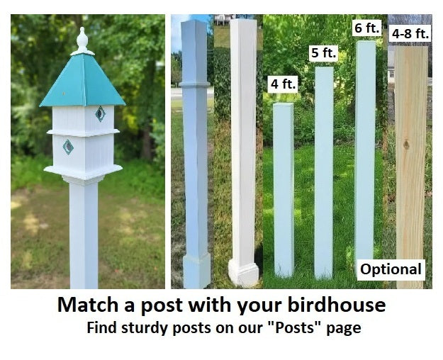 Bird House - 2 Nesting Compartments - Handmade - Metal Predator Guards - Weather Resistant - Pole Not Included - Birdhouse Outdoor