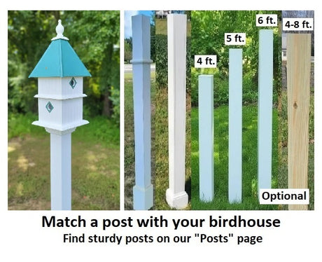 Bird House - 2 Nesting Compartments - Handmade - Metal Predator Guards - Weather Resistant - Pole Not Included - Birdhouse Outdoor