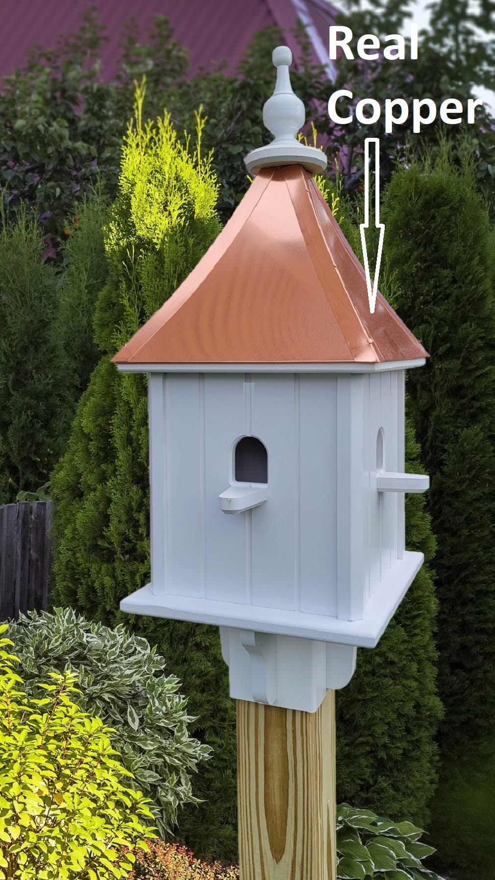 Bird House Handmade With 4 Nesting Compartments Weather Resistant Post Not Included Copper Birdhouse Outdoor