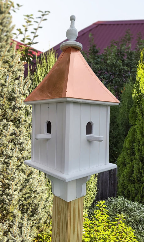 Bird House Handmade With 4 Nesting Compartments Weather Resistant Post Not Included Copper Birdhouse Outdoor