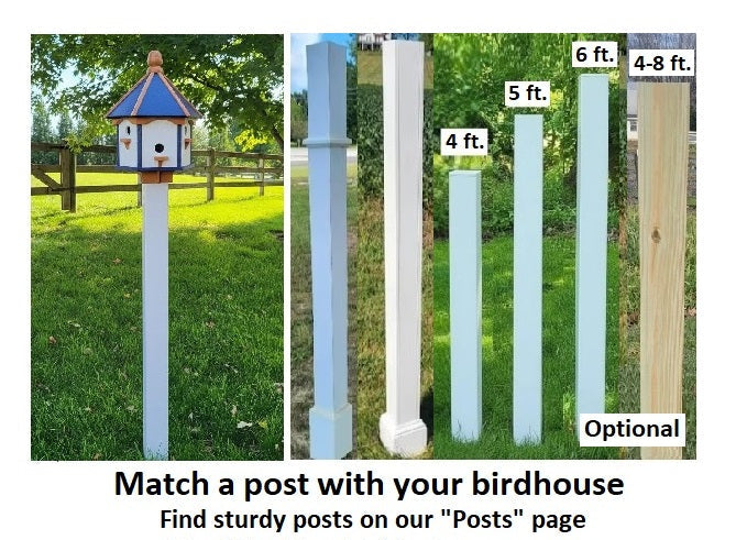 Birdhouse Amish Made X-Large Poly With 6 Nesting Compartments, Weather Resistant Birdhouse Outdoor