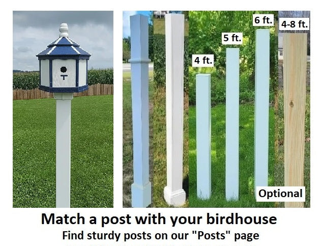 Poly Lumber Bird Feeder Amish Handmade Weather Resistant - Bird Lovers - Premium Feeding Tube -Post Mounted / Hanging Bird Feeders Outdoors