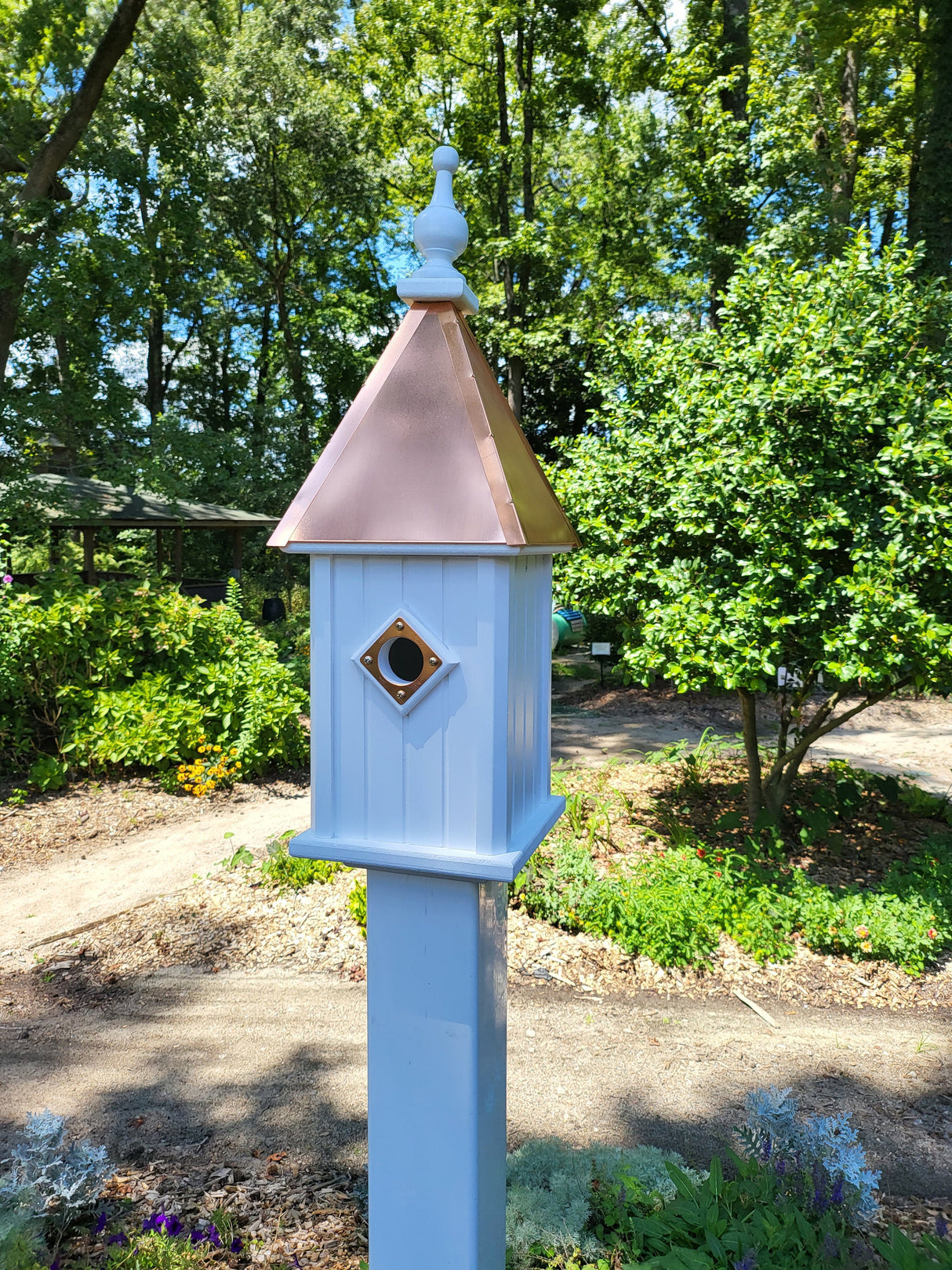 Bluebird Birdhouse Copper Roof Handmade With 1 Nesting Compartment, Metal Predator Guards, Weather Resistant, Birdhouse Outdoor