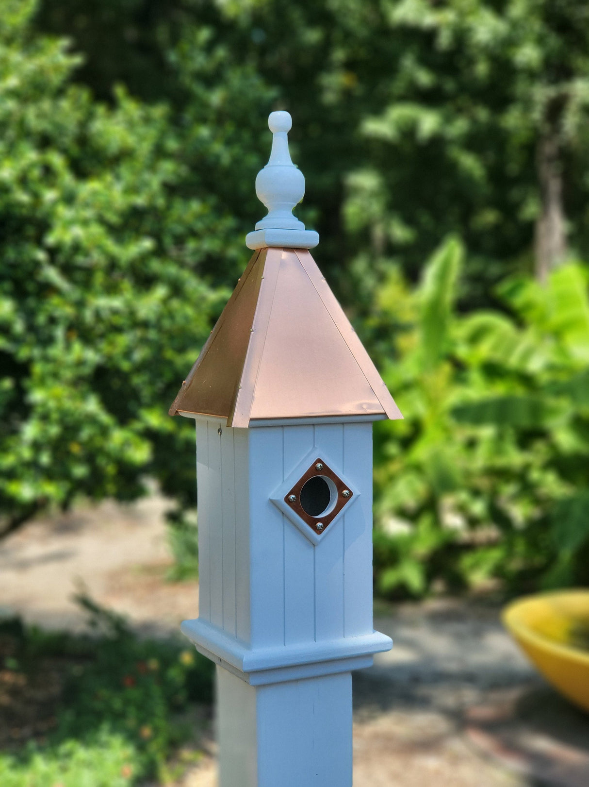 Bluebird Birdhouse Copper Top Handmade Vinyl With 1 Nesting Compartment, Metal Predator Guards, Weather Resistant, Birdhouse Outdoor