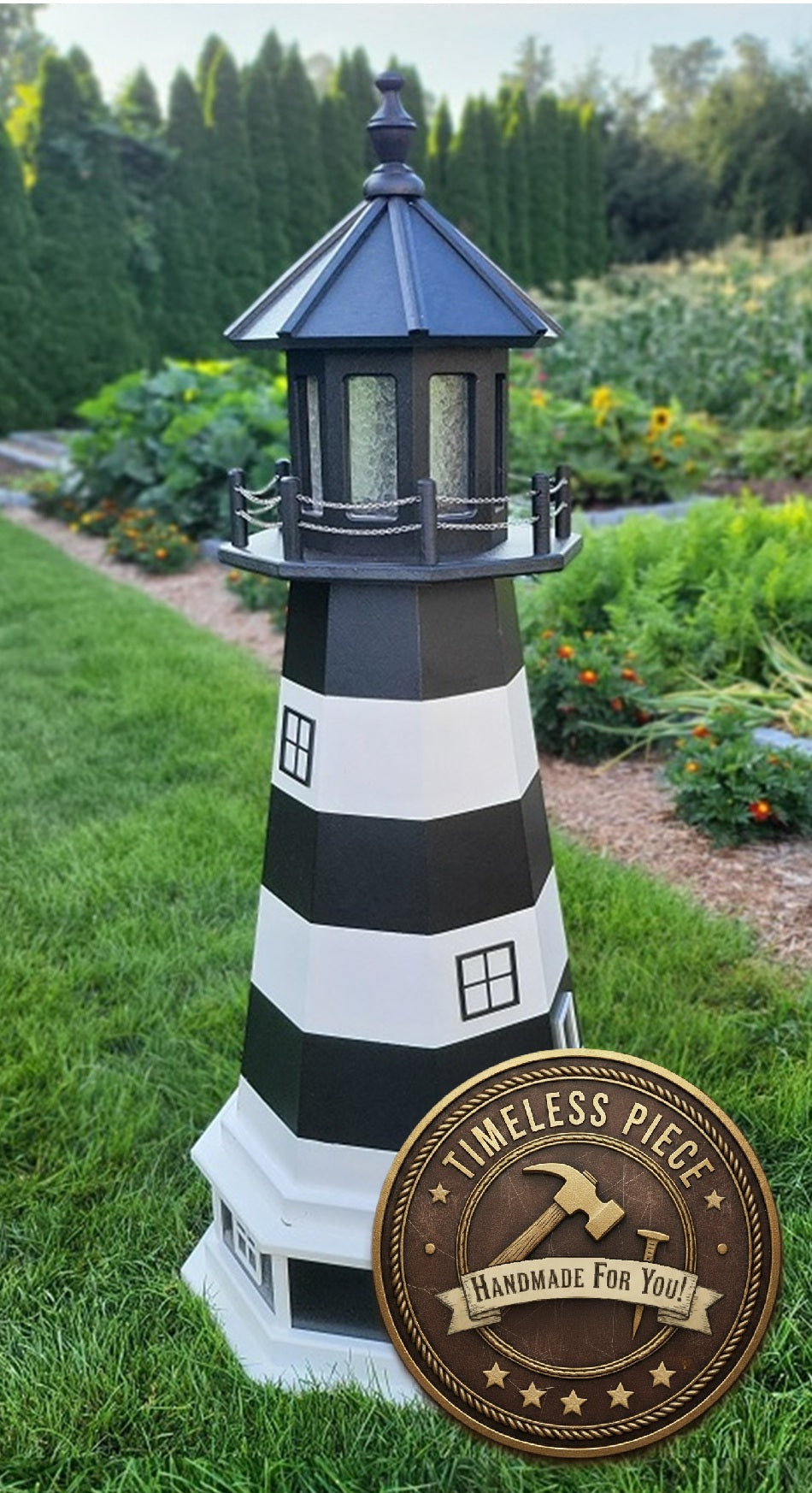 Bodie Island Solar Lighthouse - Garden Decor - Handcrafted - Amish